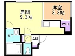 シャトン北10条 3階1LDKの間取り