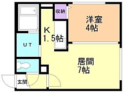 ラフィーネ栄町 4階1LDKの間取り