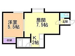 レスポール 1LDKの間取図画像