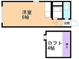 ハイヴィレッヂ・1 ワンルームの間取図画像
