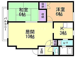 シームリーハイツ 2LDKの間取図画像