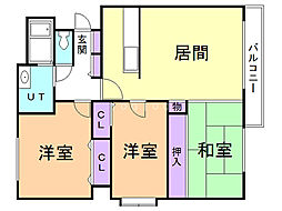 リラハイツ北15条 3LDKの間取図画像