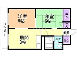 フレクション麻生 2LDKの間取図画像