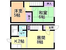 メゾンはまなす 2LDKの間取図画像