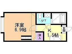 アナハイム麻生 1Kの間取図画像