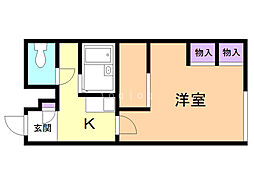 レオパレス北丘珠 1Kの間取図画像