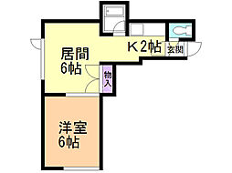 キラメック北15条 1LDKの間取図画像