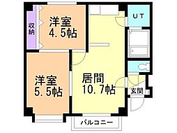 クリスタルハイツN41 2LDKの間取図画像