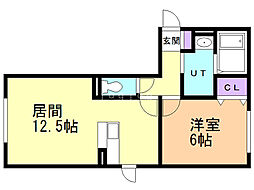 コモドN2 1LDKの間取図画像