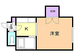 オードシエル 1Kの間取図画像