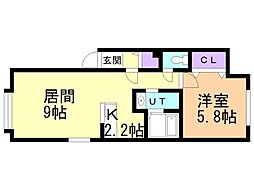 プリムローズ 1LDKの間取図画像