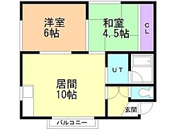 コーポソーワ 2LDKの間取図画像