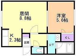 グランリーベ元町 1LDKの間取図画像