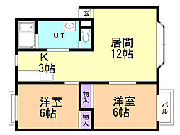 フローラ19 2LDKの間取図画像