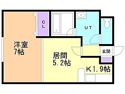 コスモ美香保 1LDKの間取図画像