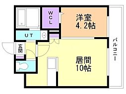 パルクヴィレN21 1LDKの間取図画像