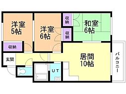 フレグランス三島 3LDKの間取図画像