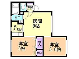 シュプレーム 2LDKの間取図画像