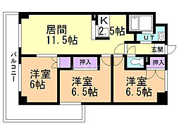 元町ガーデン 3LDKの間取図画像