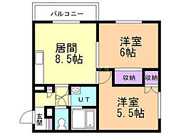 エルクレスト 2DKの間取図画像