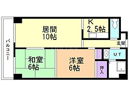 コスモ本町A棟 2LDKの間取図画像
