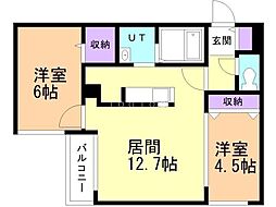 ブランシャール札幌ステーション 2LDKの間取図画像