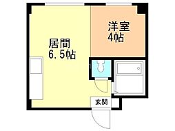 北欧しんたくビル 1DKの間取図画像