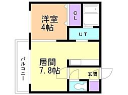 クレアメゾン環状通東 1DKの間取図画像