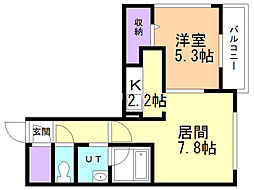 cityresidence北13条東 1LDKの間取図画像