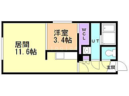 パインヒルズ環状通東 1LDKの間取図画像