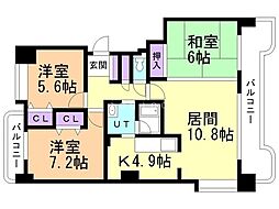 第3エクセルナガタ 3LDKの間取図画像