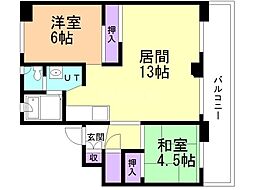 ビレッジハウス札苗1号棟 2LDKの間取図画像