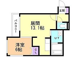 ZABOHILLSHONCHO 1LDKの間取図画像