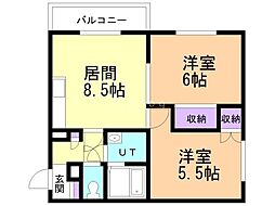 エルクレスト 2DKの間取図画像