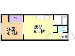 サンスクエア北15条 1DKの間取図画像