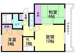 ローヤルハイツ東苗穂 2LDKの間取図画像