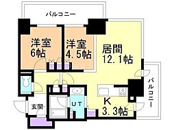 ザ・札幌タワーズウエストタワー 2LDKの間取図画像