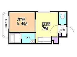 シンエービル 1DKの間取図画像
