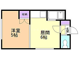 クラッセN21 1DKの間取図画像