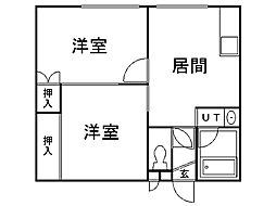 ビッグバーンズマンション伏古3 2DKの間取図画像