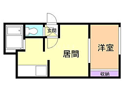 アイアール麻生6 1DKの間取図画像