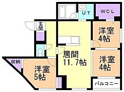 メニーズコート新道東タワー 3LDKの間取図画像