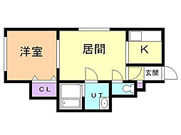 エスポアールロジェ 1LDKの間取図画像