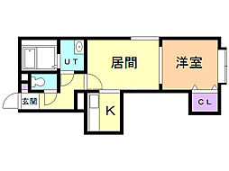 カーサ・ノベーナ 1DKの間取図画像