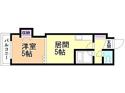 シャトープレイン 1DKの間取図画像