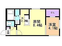 アッパーヴィレッジ栄町 1LDKの間取図画像