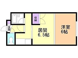ウイスタリア元町 1DKの間取図画像