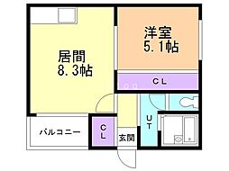 コートモンターニュ 1LDKの間取図画像