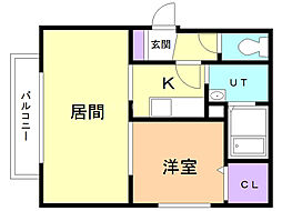 カローレ栄町 1LDKの間取図画像