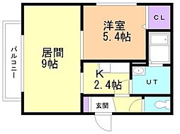 カローレ栄町 1LDKの間取図画像